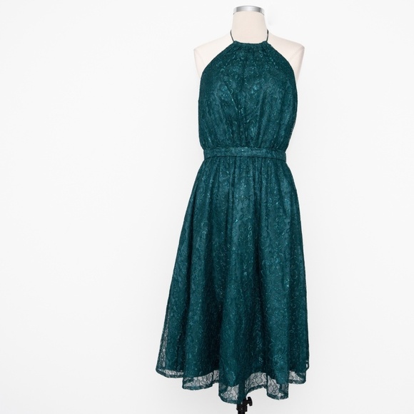 Dress the Population. New! Green Lace Halter Midi Dress. Dress the Population. New! Green Lace Halter Midi Dress.